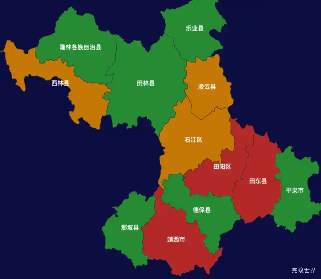 echarts百色市地区地图geoJson数据